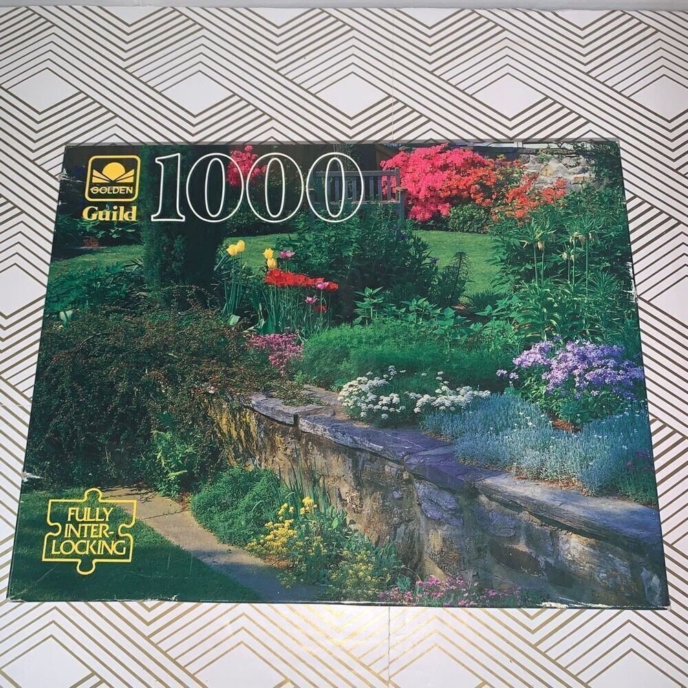 Vintage Golden Guild Jigsaw Puzzle English Garden 1000 Piece Colorful New Sealed